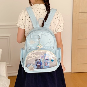 Mochila Ita Personalizada Estilo Lolita Kawaii Anime Escolar con Diseño de Bolsillo Transparente, Adorno de Lazo con Estrella en Relieve y Espacio para Exhibición de Pins - Product Image 6