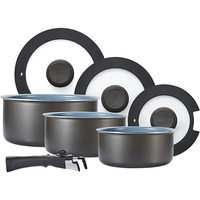 Ensemble de 7 ustensiles de cuisine polyvalents à poignée détachable, revêtement céramique, empilables, gain de place, pour la maison et la cuisson, fond à induction