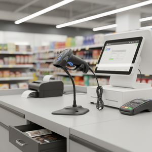 Lecteur de codes-barres et QR filaire compatible avec les caisses enregistreuses de supermarchés, laser 1D 2D pour inventaire - Product Image 6