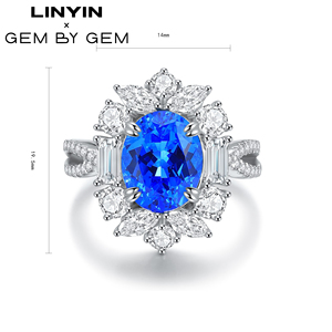 Custom Sapphire Wedding Band Fine Jewelry <b>Sets</b> 925 <b>Sterling</b> <b>Silver</b> Gold Plated Engagement Women's <b>Rings</b> - Product Image 3