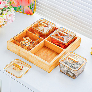 Plato para Frutos Secos de Seis Compartimentos con Tapa de Plástico, Rectangular, Tamaño L, para Guardar en Fiestas - Product Image 4