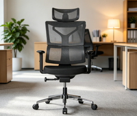 Chaise de bureau ergonomique de direction avec appui-tête réglable, dossier en maille respirante, cadre en aluminium, accoudoirs 3D et base stable en nylon pour une utilisation prolongée