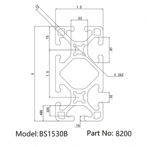 China OEM clear Anodized BS1530B Fractional Inch T-Slotted <strong>Aluminum</strong> Profile <strong>Extrusion</strong> for <strong>1010</strong>/1515 Frames /Workbench#8200 - Product Image 2