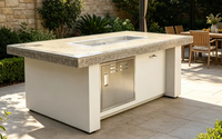 Barbecue gaz autonome en acier inoxydable avec foyer et table à manger, design moderne, pour extérieur, fonction chauffante, cheminée pour salon