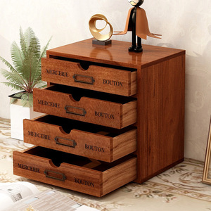 Meuble de rangement en bois à 4 tiroirs, anti-humidité, organisateur de bureau, organisateur de bureau de table - Product Image 1
