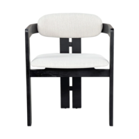 Fauteuil de salle à manger moderne de luxe JP Chaise de salle à manger en bois de chêne noir massif en cuir blanc