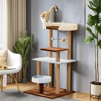 Arbre à chat de luxe moderne et classique en bois MDF durable avec sisal, jouet de Noël et d'Halloween pour chats et chiens, emballé en carton