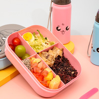 Ensemble de boîtes à lunch mignonnes pour enfants avec bouteille d'eau, sans BPA, matériau de qualité alimentaire, 3 compartiments pour l'école