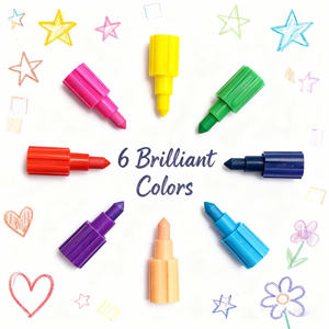 أقلام تلوين صغيرة قابلة للتكديس بألوان متنوعة للبيع بالجملة، مجموعة من 6 ألوان زاهية، أقلام شمعية للأطفال، ألعاب رسم، 10000 مجموعة - Product Image 2