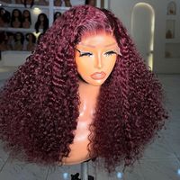 Perruque bouclée Pixie CURLY PIXIE Burgendry Golden Lover Burmese Curls 5*5 4*4 100% Cheveux Humains Brésiliens Couleur Marron Perruque Pixie Bouclée 13x4 Lace