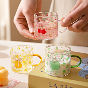 Gelas Air Anak dari Kaca Borosilikat Tinggi, Gelas Susu Jus Mini Lucu, Gelas Minum Kecil Estetis Tinggi untuk Rumah - Product Image 1