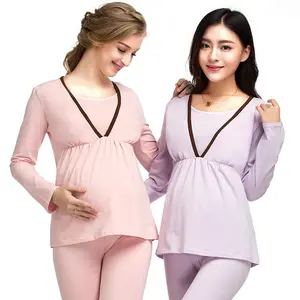 Высококачественные хлопковые Пижамные комплекты для кормящих матерей свободная стильная пижама из двух предметов Женская Повседневная Пижама для беременных ночное белье