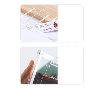 Supporto per cartello magnetico in acrilico, supporto per cartellino del prezzo del negozio in acrilico con retro inclinato per avviso, informazioni, Menu, foglio dei prezzi, foto - Product Image 4