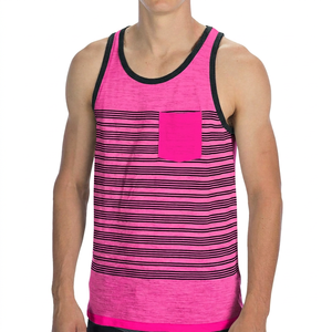 Débardeur de sport respirant à rayures pour homme avec poche, col rond, sans manches, décontracté - Product Image 5