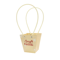 INUNION Joyeux Noël Imprimé Trapèze Étanche Bouquet De Fleurs Boîtes D'emballage Fête De Vacances Carton De Noël Fleuriste Cadeau Sac