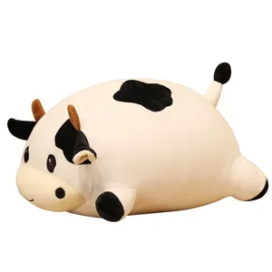 Adorable Animal en peluche 13.7 pouces, yeux ronds, vache, jouet doux, oreiller de câlin, oreiller en peluche pour enfants, garçons et filles