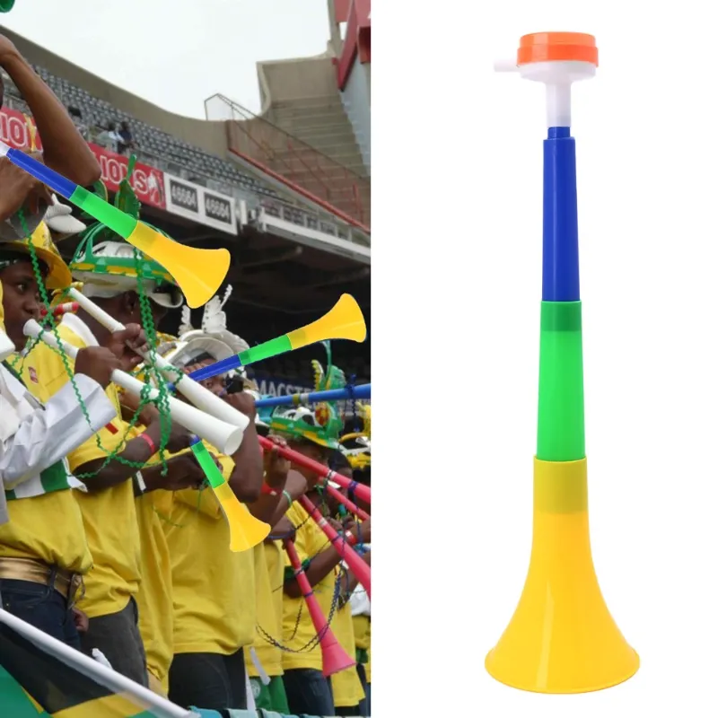 Klaxon de fan de football en plastique klaxon de stade klaxon de jeu de football vuvuzela bon marché pom-pom girls portable haut-parleur de pom-pom girl