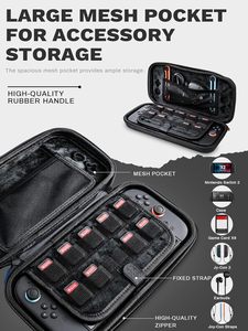 Étui de transport pour <span class=keywords><strong>Nintendo</strong></span> <span class=keywords><strong>Switch</strong></span> 2 modèle 2025, coque rigide protectrice inodore avec rembourrage de protection d'écran, jeu et poches - Product Image 4