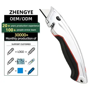 ZY-SK10 Heavy-duty Aluminum Alloy Non-slip Rubber Handle Utility Knife Cutting Knife Safety Knife Box Cutter