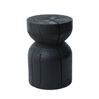 Tabouret en bois style Wabi-sabi, en bois massif carbonisé noir, pouf décoratif pour chevet, maisons d'hôtes, chambre à coucher, ou comme meuble à chaussures