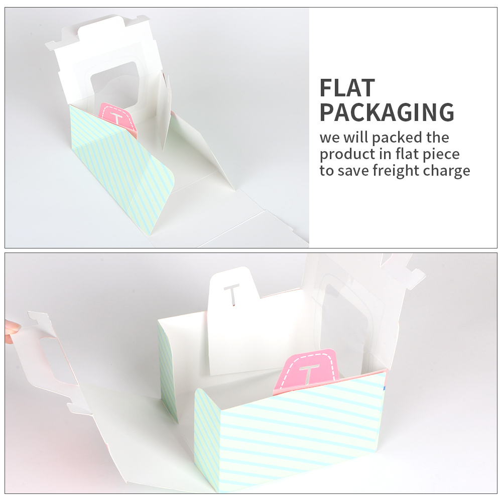 Paper Packing Cake Box Food Grade Tall Handle Custom Cardboard Kraft Paper Cupcakes Boxes Customized Delivery Gift Wedding