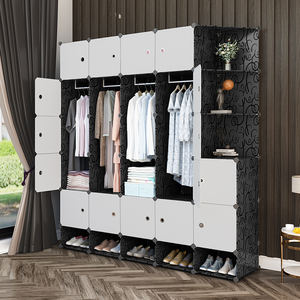 מותאם אישית מודרני ילדים מבוגרים Guarda Roupa נעלי בגדי אחסון ארון שחור עם לבן דלת ארון פלסטיק ארגונית - Product Image 5