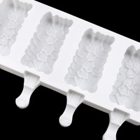 Moule à glace 4 cavités Big Hearts en silicone de qualité alimentaire Outil de fabrication de glace d'été à libération facile avec emballage en sac OPP