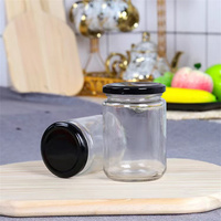 Stoples kaca persegi, 100 ml 120 ml 180 ml 280 ml 380 ml 400ml 500 ml tutup sekrup logam madu