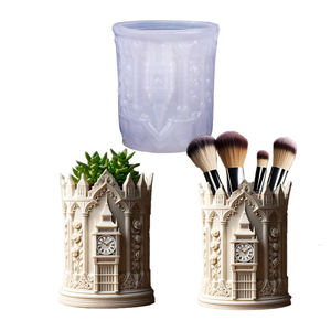 Cilindro exquisito británico <span class=keywords><strong>Elizabeth</strong></span> <span class=keywords><strong>Tower</strong></span> y Big Ben gráfico DIY silicona cemento resina yeso flor tarro maceta florero molde - Product Image 1