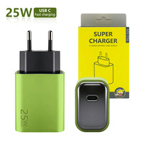 Chargeur rapide GaN 25W, prise EU, adaptateur secteur mural Type-C, PD2.0, IC intelligent, protection multi-sécurité, chargeur de téléphone OEM
