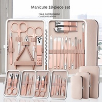 Ensemble de coupe-ongles en métal 7-en-1, 18 pièces, pour peau morte, outils de beauté, manucure essentielle