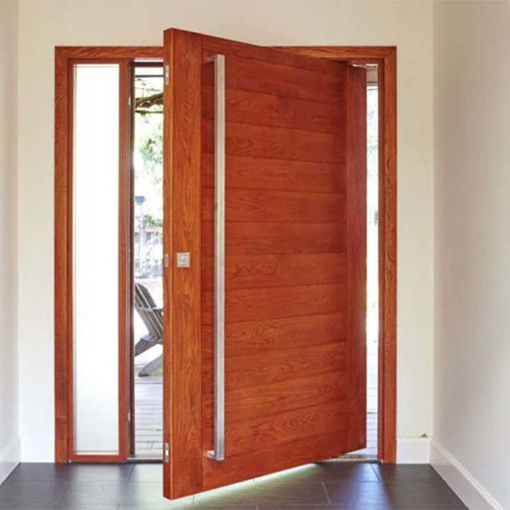 Custom Modern Wood Pivot Door with Sidelight - Durable & Stylish
