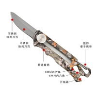 Couteau de camping camouflage à lame coulissante, lame en acier inoxydable remplaçable, multi-outils avec ouvre-bouteille pour le camping et la randonnée
