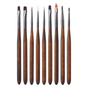 8 Piece Nail Gel Extension Brush <b>Set</b> Thick Tough Nylon Bristle Wooden Handle Gradient <b>Paint</b> Fine Line Nail Art Tool for Salon - Product Image 5