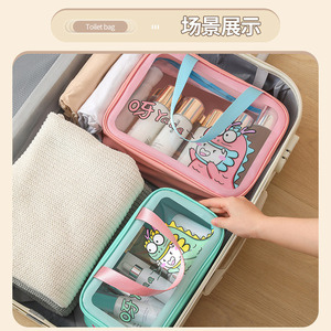 Bolsa de maquillaje de dibujos animados Beilian, estuche de almacenamiento de artículos de tocador de viaje transparente de gran capacidad de Tpu para uso en el dormitorio - Product Image 2