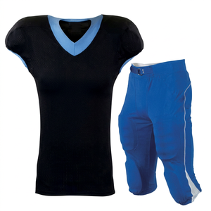 Ensemble de maillots de football américain pour hommes, noir et bleu, col en V, manches courtes, uniforme respirant, coupe athlétique, toutes saisons - Product Image 1