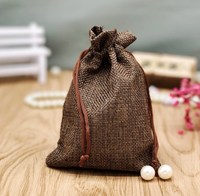 Pochette à bijoux en chanvre faite à la main personnalisée sac de jute en gros