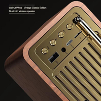 JY82 Enceinte Bluetooth Portable en Bois Style Radio Vintage Mini Rétro
