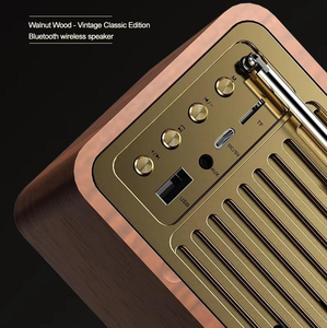 JY82 Altavoz Inalámbrico Portátil de Madera con Bluetooth, Mini Radio Vintage de Estilo Retro, Caja para Altavoces de Madera Portátil - Product Image 4