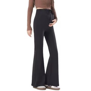 Pantalon d'hiver taille haute évasé Yoga Pantalon <span class=keywords><strong>enceinte</strong></span> Doublure en <span class=keywords><strong>polaire</strong></span> Chaud <span class=keywords><strong>Femme</strong></span> Sport Pantalon à fond cloche Leggings Pantalon de maternité - Product Image 2