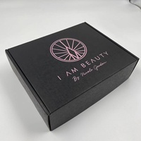 Boîte d'expédition en carton ondulé pour cosmétiques, couleur noire, avec logo personnalisé