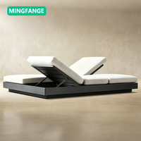 Chaise longue de jardin en aluminium, inclinable, imperméable, pliable, design moderne, durable, avec coussins, portable, pour hôtel, piscine, villa