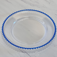 Assiettes de présentation en plastique transparent perlé doré de 13 pouces en gros pour mariage, fête de noël, dîner, plats, restaurant, 100 pièces