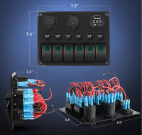 Panneau d'interrupteur de voiture 6 gangs étanche 12V-24V DC sélecteur de puissance marine panneau d'interrupteur à bascule avec prise de chargeur USB pour bateau Jeep RV