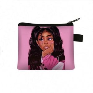 Monedero de poliéster portátil con estampado de moda, diseño de chica africana, para tarjetas de estudiante - Product Image 6
