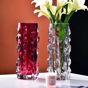 Vaso de vidro para decoração de casa, vaso de mesa de jantar com flores, moderno e minimalista, para sala de estar