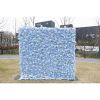 Décorations murales pour mariage et Saint-Valentin, très demandées, panneau floral enroulable 8x8 pieds, toile de fond 5D avec roses, mur de fleurs bleu ciel