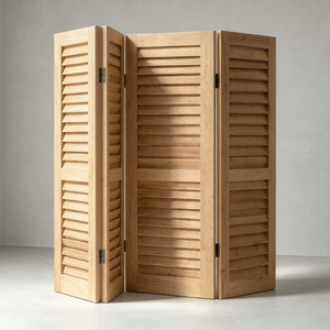 Paravent pliant en bois à 3 panneaux, artisanal, design bohème folklorique, écran d'intimité opaque, multifonctionnel pour la pièce - Product Image 1
