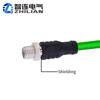 Conector X Code M12 Macho de 5 y 8 Pines a RJ45 Macho, Cable Ethernet, Color Plateado, IP67 Impermeable, Conector ZL