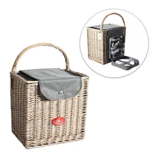 ZHIQUAN factory wholesale customized insulated willow woven hamper large capacity wicker picnic basket with cutlery